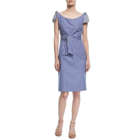 Milly Candice Striped Shirting Tie Dress Size 10 - Picture 4 of 8